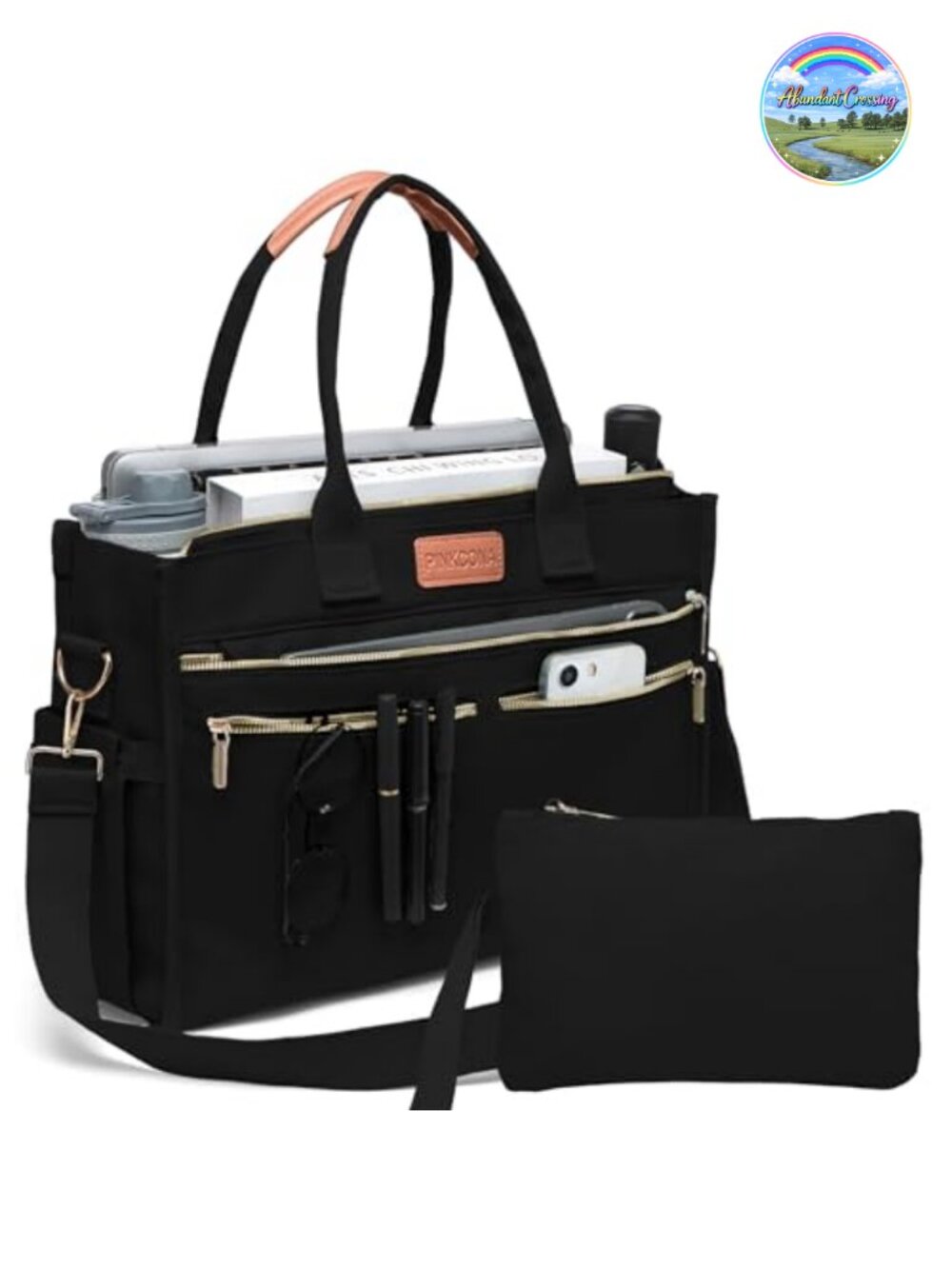Canvas Tote Bag Set for Women Large Shoulder Handbag Crossbody Laptop Purse